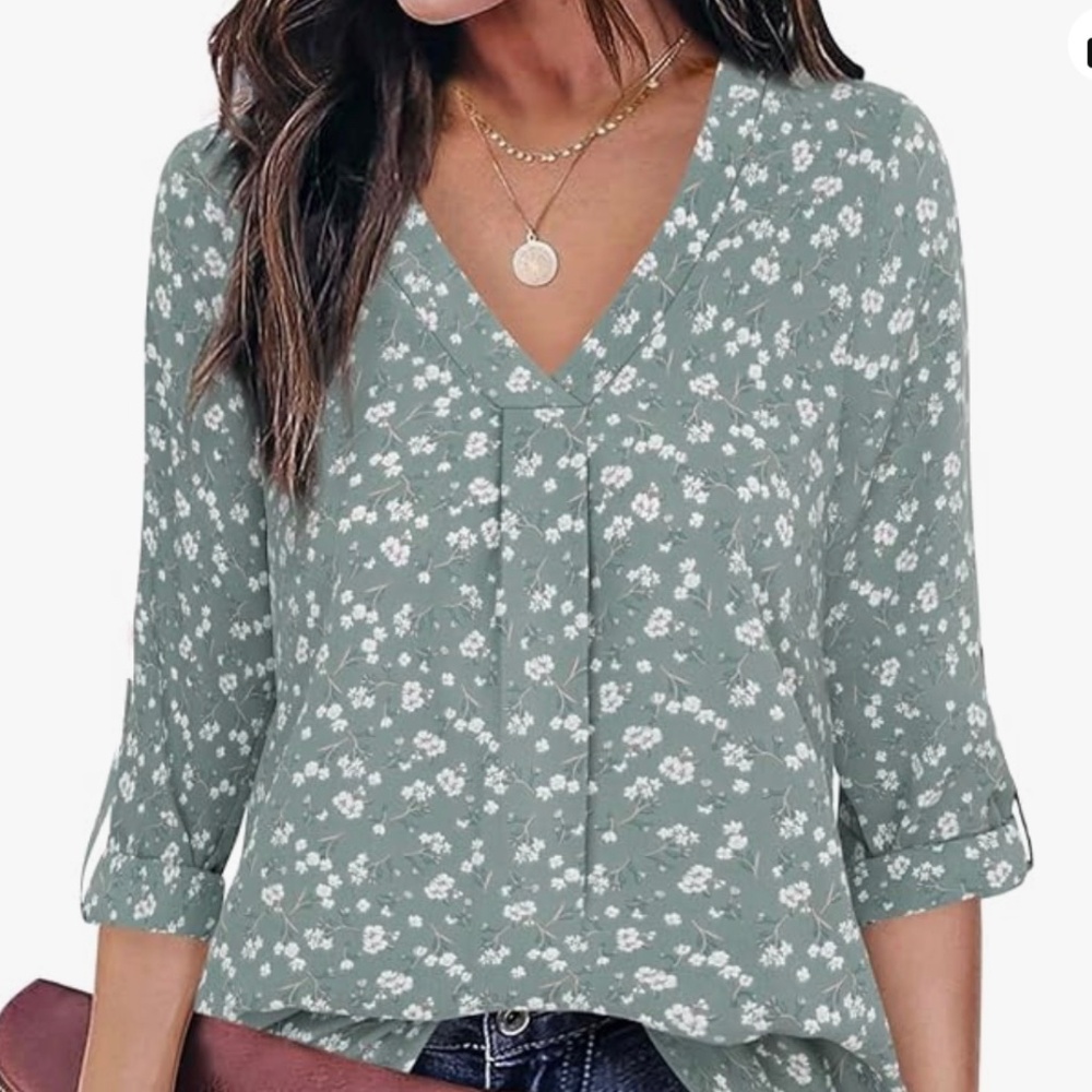 Floral Blouse with adjustable 3/4 Sleeve
